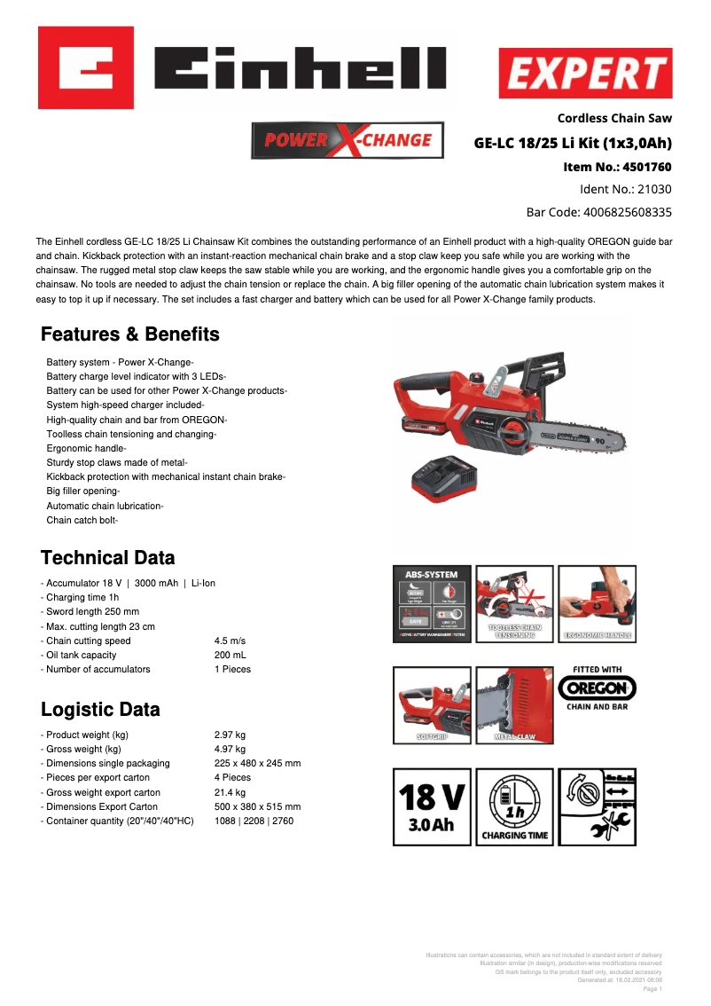 Image de la première page du manuel de l'appareil GE-LC 18/25 Li