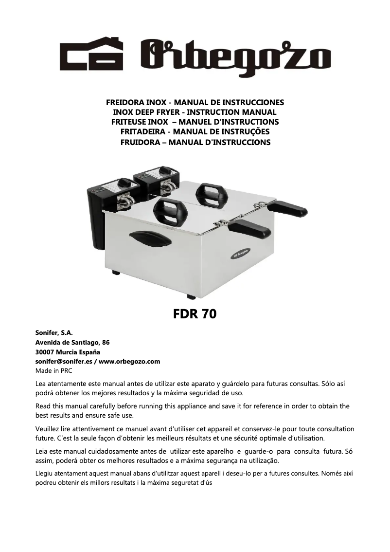 Page 1 de la notice Manuel utilisateur Orbegozo FDR 70