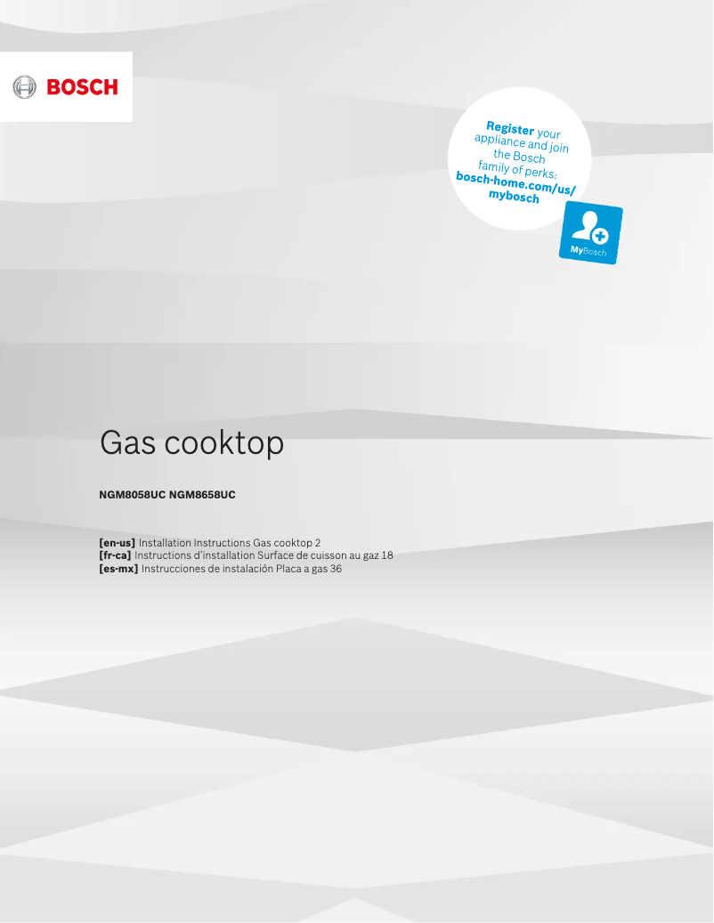 Page 1 de la notice Guide d'installation Bosch NGM8058UC