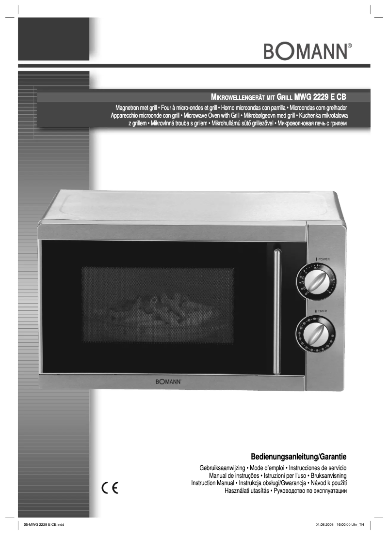 Page 1 de la notice Manuel utilisateur Bomann MWG 2229 E CB