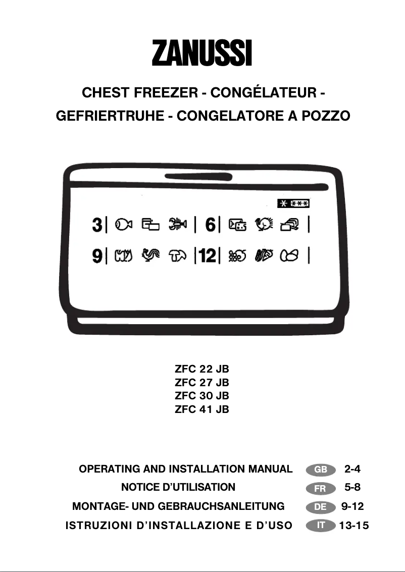 Page 1 de la notice Manuel utilisateur Zanussi ZFC 26 JD