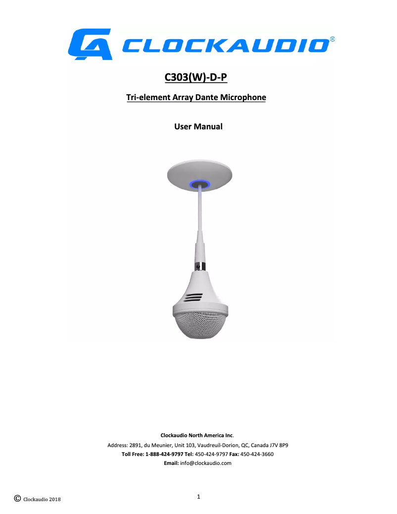 Page 1 de la notice Manuel utilisateur Clockaudio C303-D
