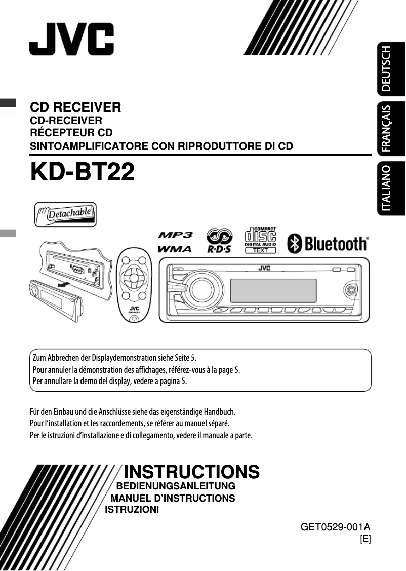 Imagen de la primera página del manual del dispositivo KD-BT22