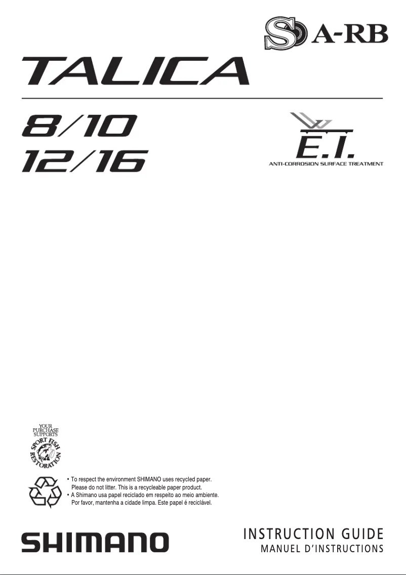 Page 1 de la notice Manuel utilisateur Shimano Talica 12