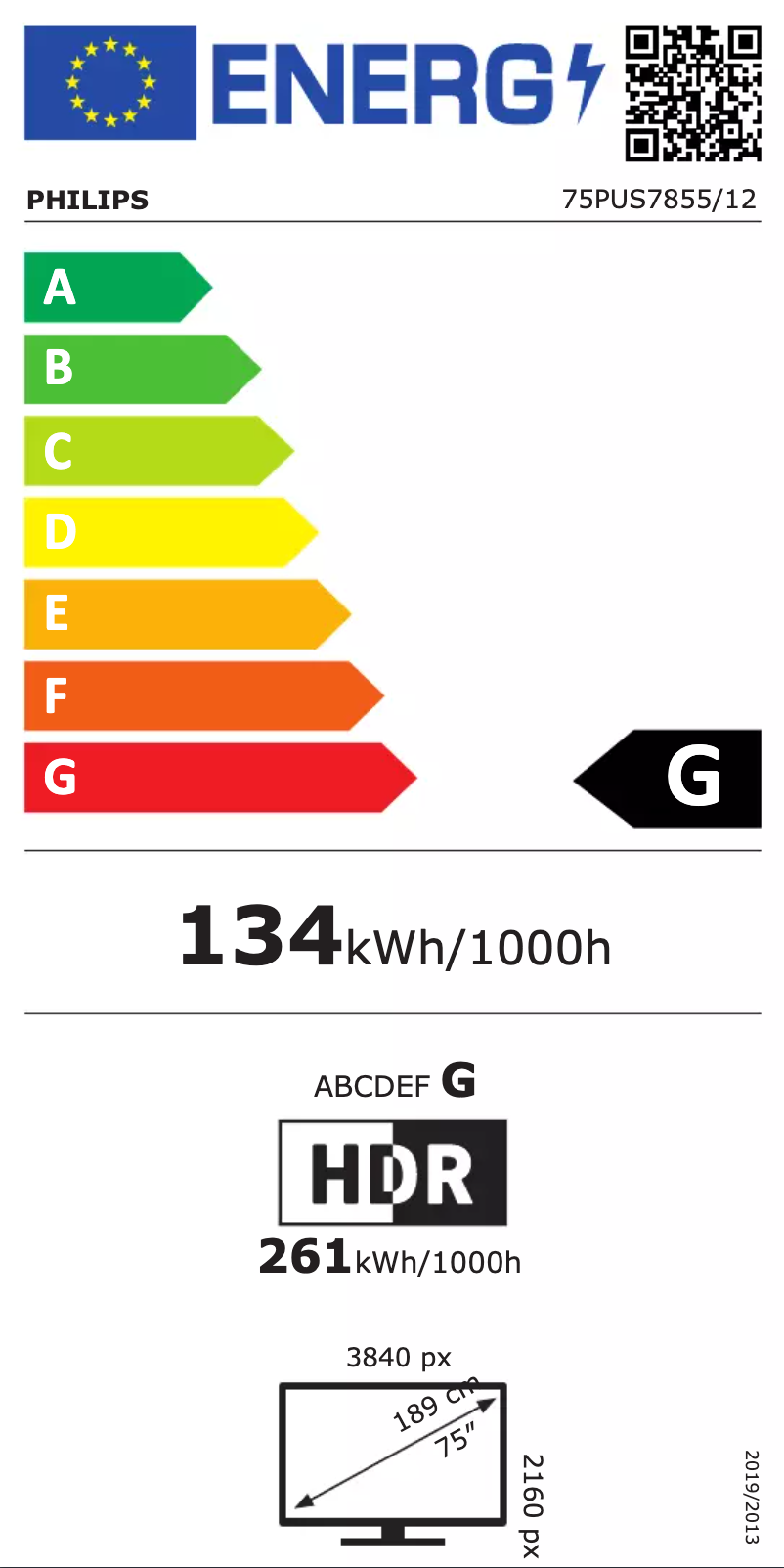 Page 1 of the manual Energy Label Philips 75PUS7855