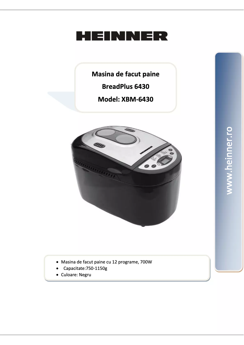 Page 1 de la notice Manuel utilisateur Heinner BreadPlus XBM-6430