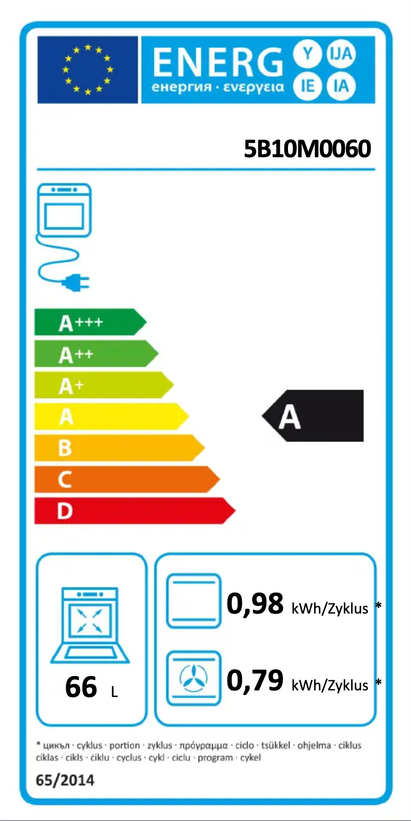 Page n°1 - Label énergétique Blaupunkt 5B10M0060