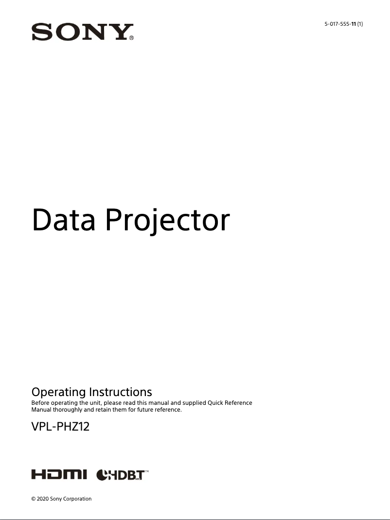 Page 1 de la notice Manuel utilisateur Sony VPL-PHZ12