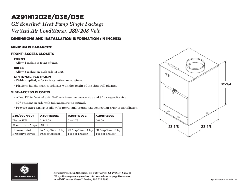 Page n°1 - Fiche technique GE AZ91H12D3E