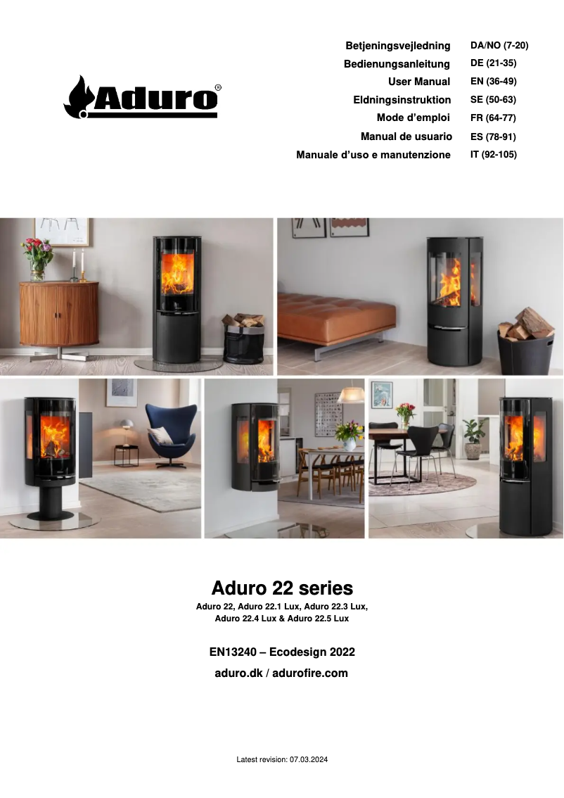 Page 1 de la notice Manuel utilisateur Aduro 22