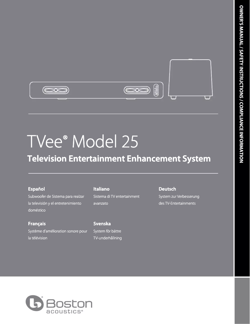 Page 1 de la notice Manuel utilisateur Boston Acoustics TVee 25