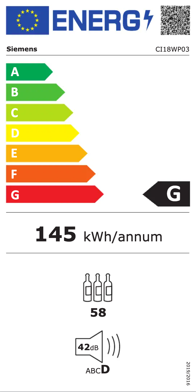 Page n°1 - Label énergétique Siemens CI18WP03