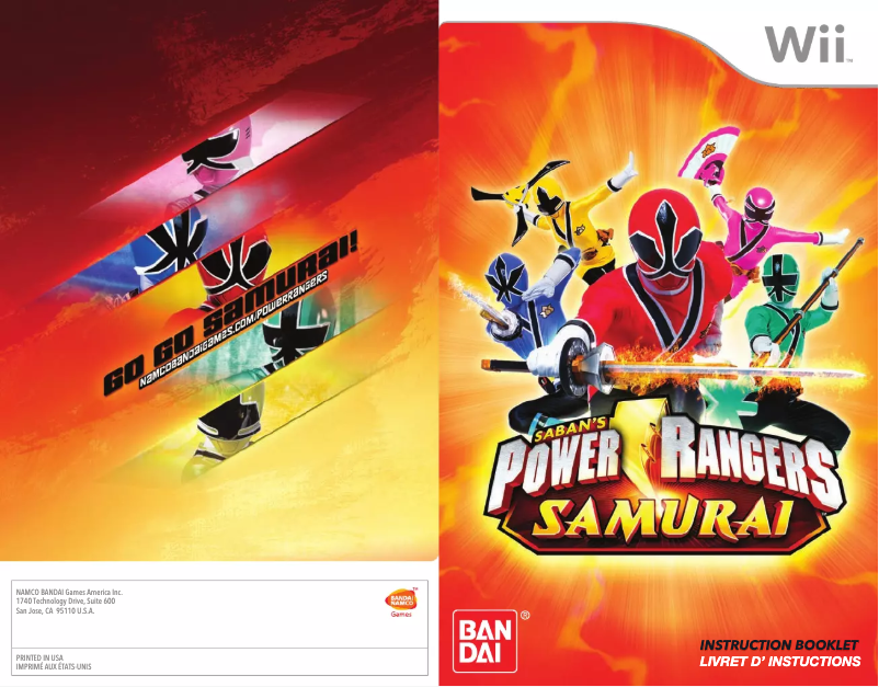 Page 1 de la notice Manuel utilisateur Nintendo Power Rangers Samurai (Wii)