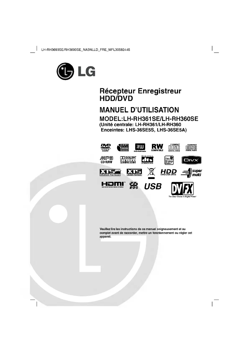 Page n°1 - Manuel utilisateur LG LH-RH3693SE