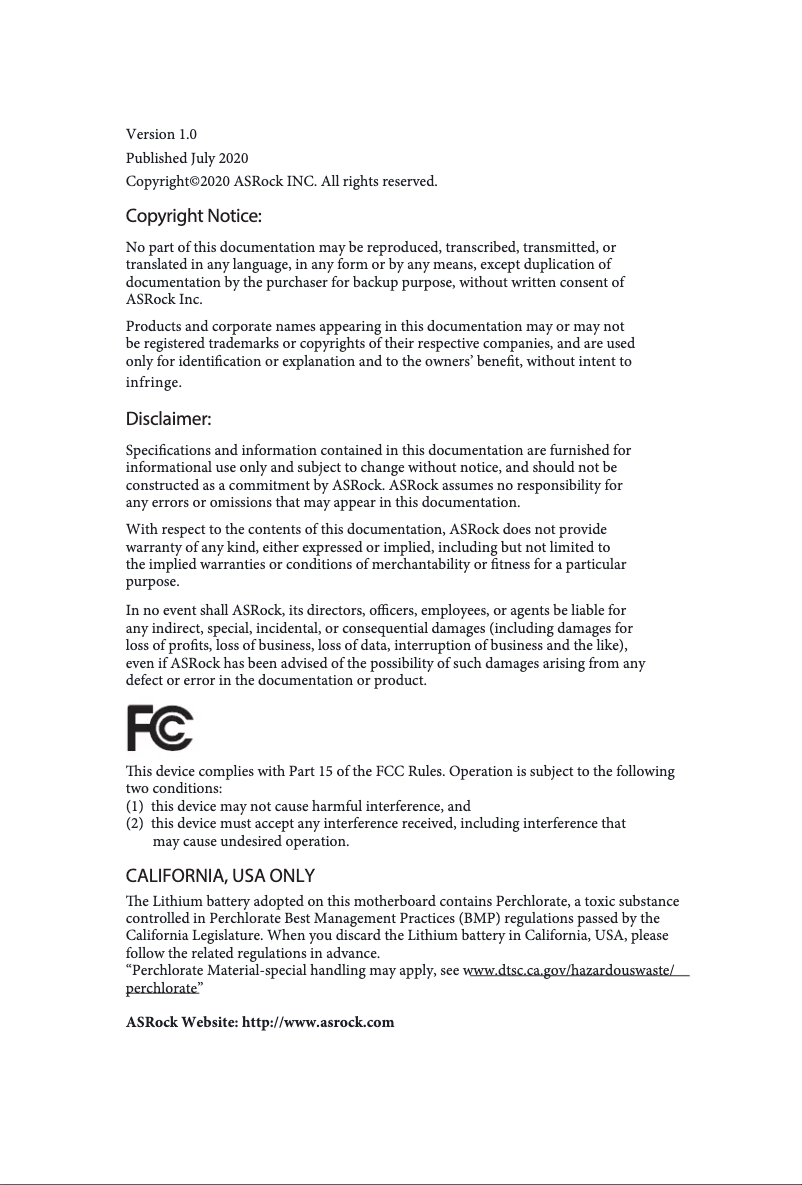 Page 1 de la notice Manuel utilisateur Asrock A520M-HDV