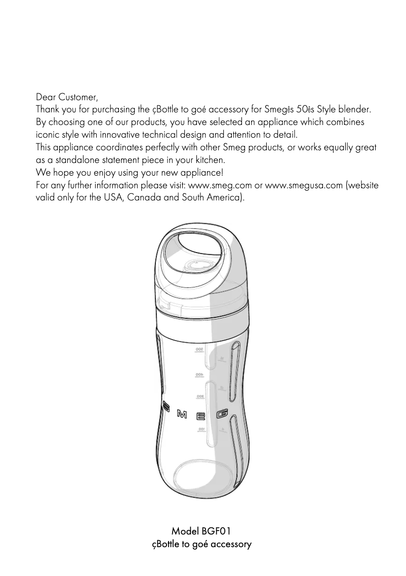 Página 1 del manual Manual de instrucciones Smeg BGF01