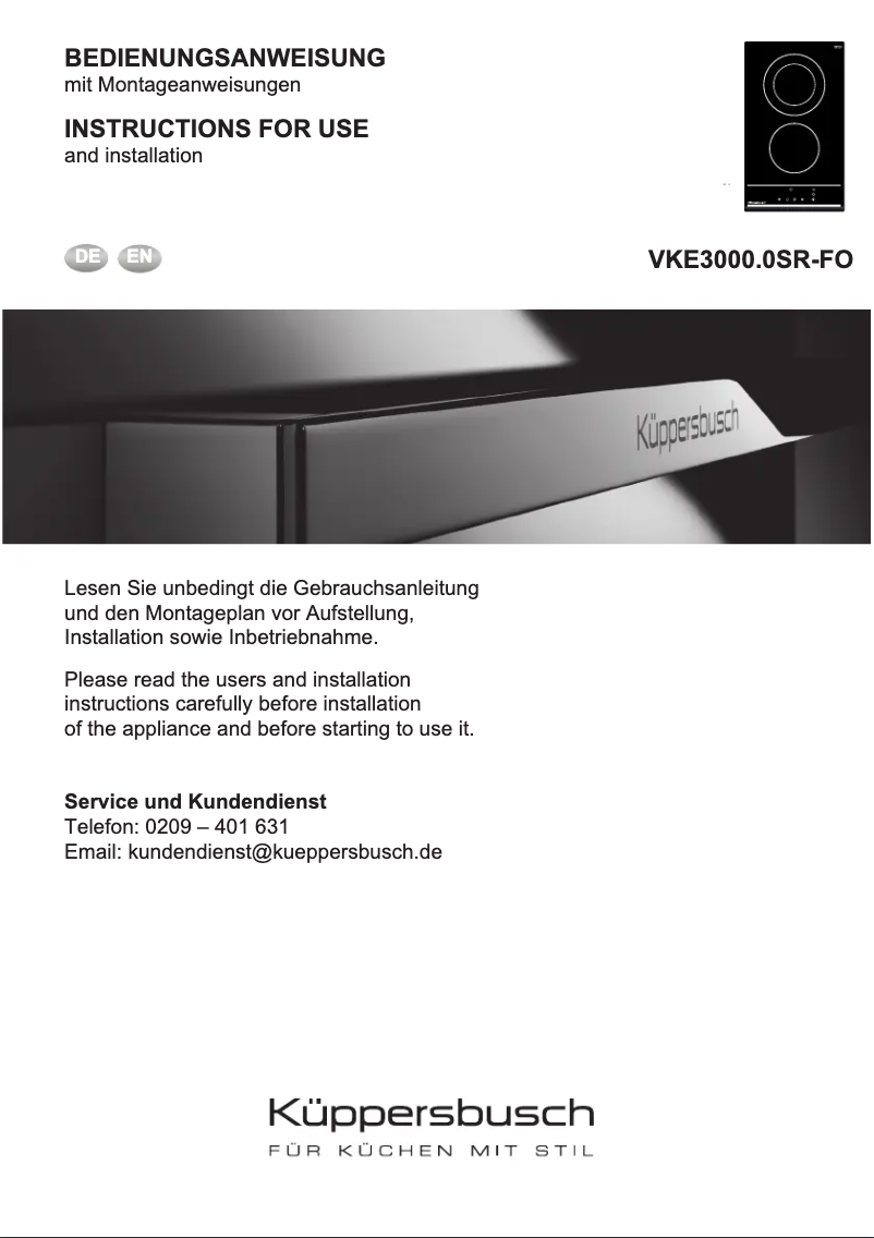Page 1 de la notice Manuel utilisateur Küppersbusch VKE3000.0SR-FO