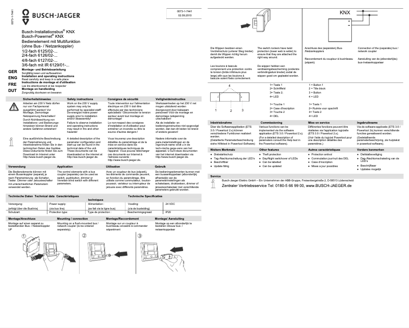 Page n°1 - Manuel utilisateur Busch-Jaeger 6125/02-885