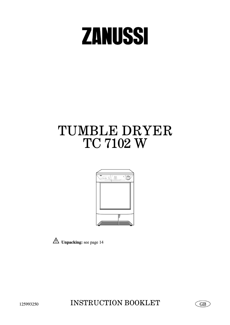 Image de la première page du manuel de l'appareil TC 7102 S