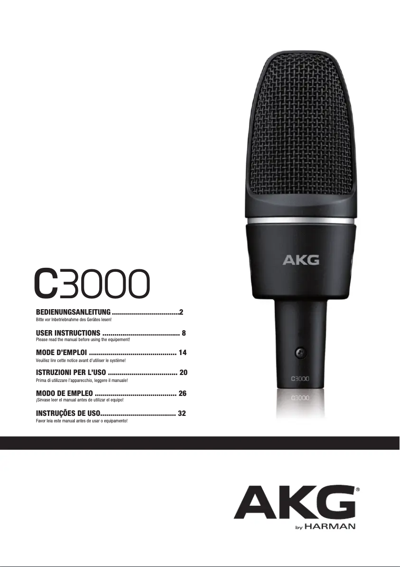 Page 1 de la notice Manuel utilisateur AKG C3000