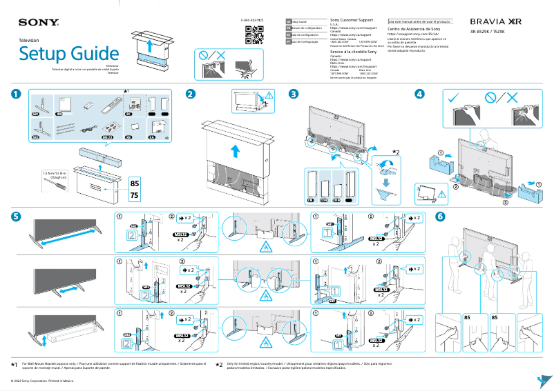 Page n°1 - Guide d'installation Sony XR-75Z9K