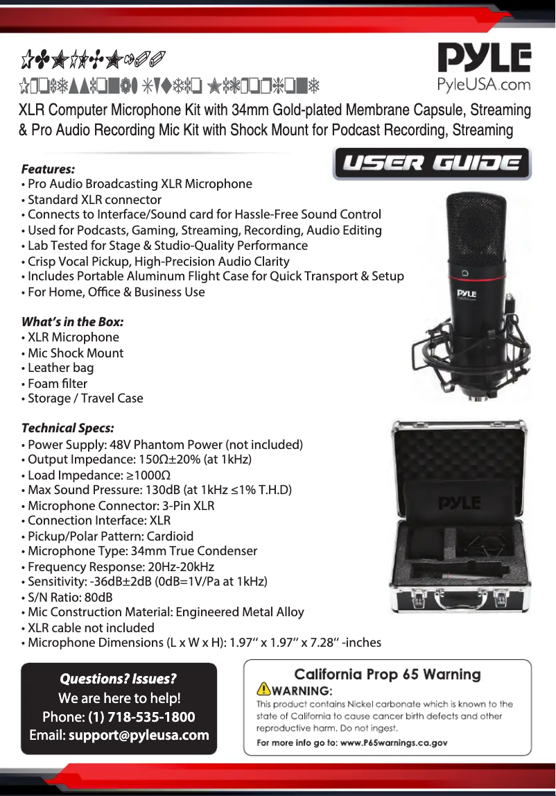 Page n°1 - Manuel utilisateur Pyle PDMILCM100