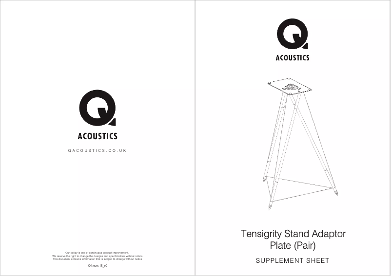 Page n°1 - Manuel utilisateur Q Acoustics Tensigrity Stand Adaptor Plate