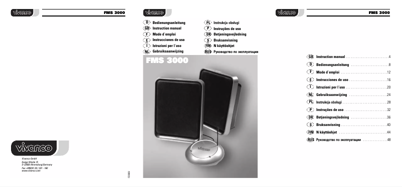 Page 1 de la notice Manuel utilisateur Vivanco FMS 3000