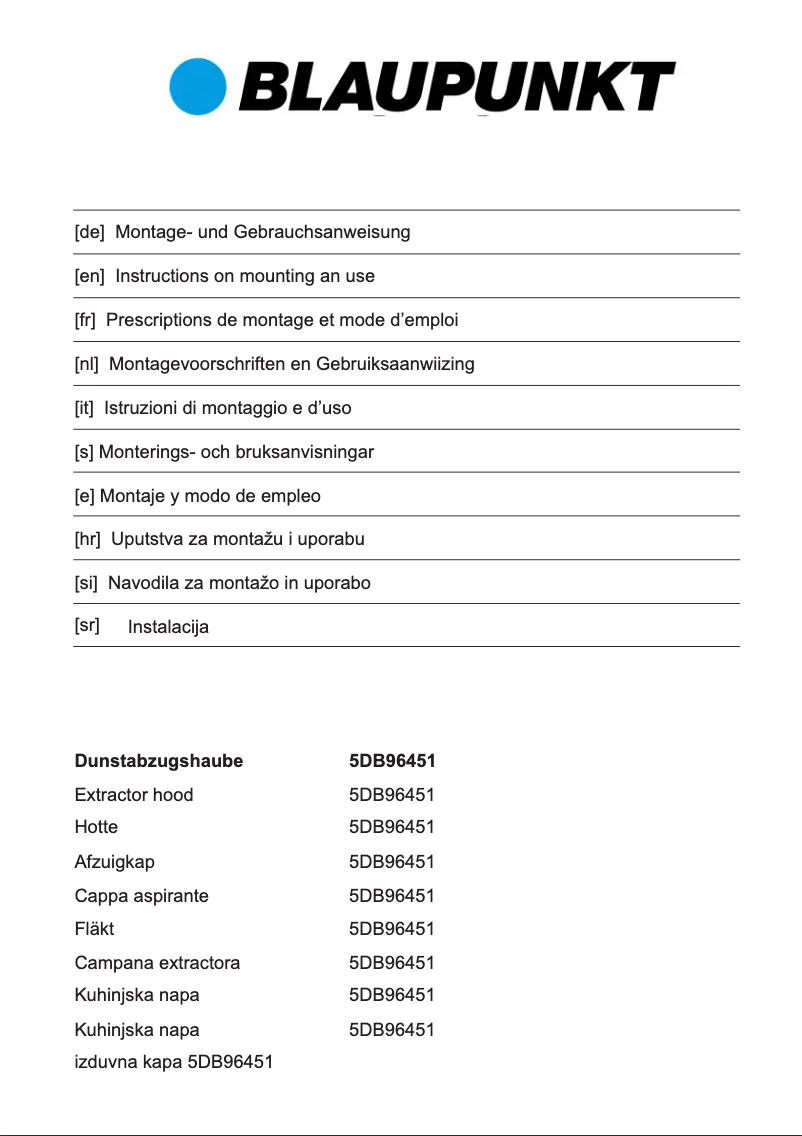 Page n°1 - Guide d'installation Blaupunkt 5DB96451
