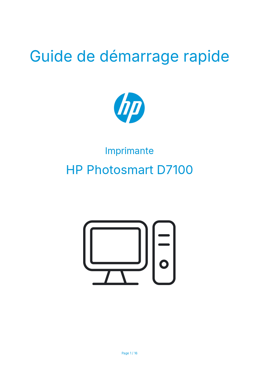 Page n°1 - Guide de démarrage rapide HP Photosmart D7100