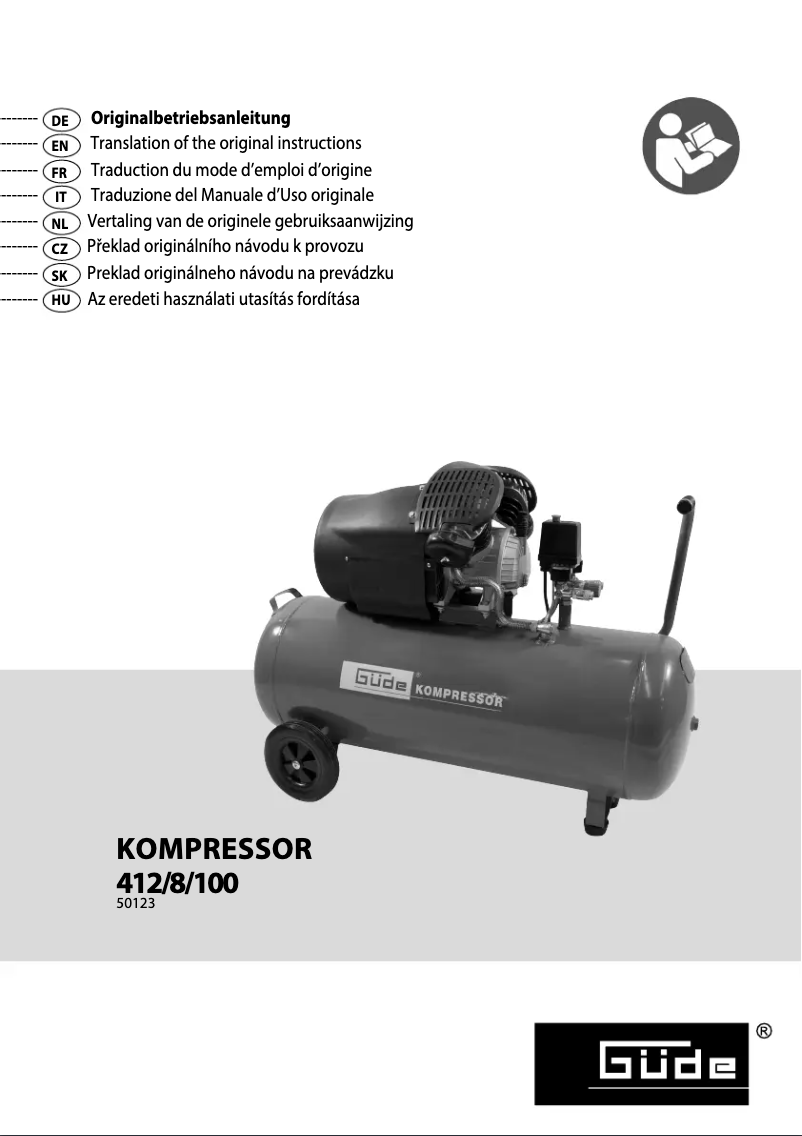 Page 1 de la notice Manuel utilisateur Güde Kompressor 412/8/100