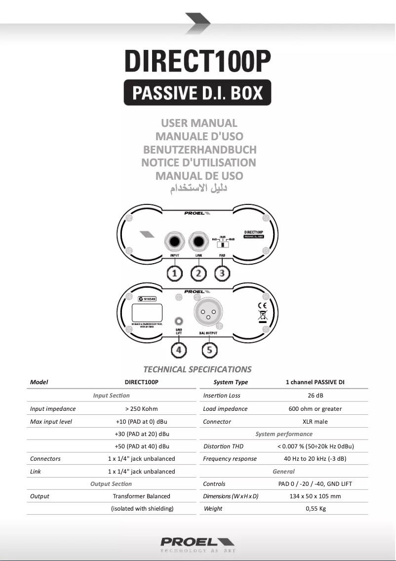 Imagen de la primera página del manual del dispositivo Direct100P