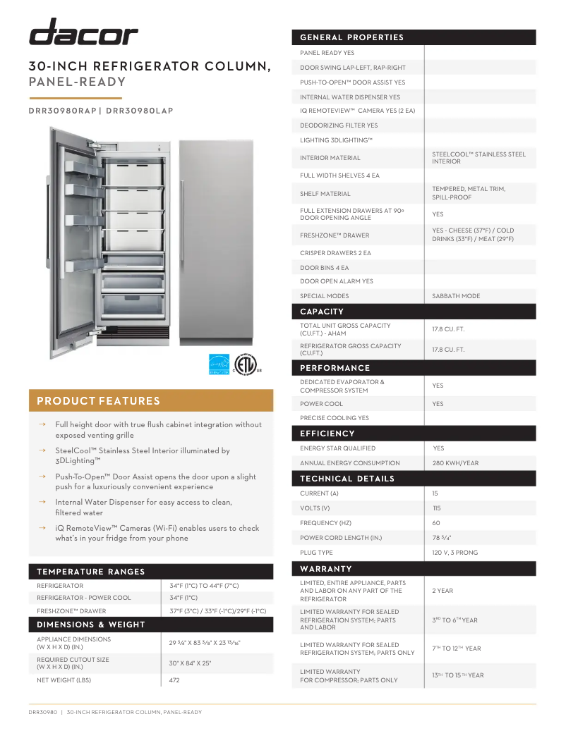 Image de la première page du manuel de l'appareil DRR30980LAP