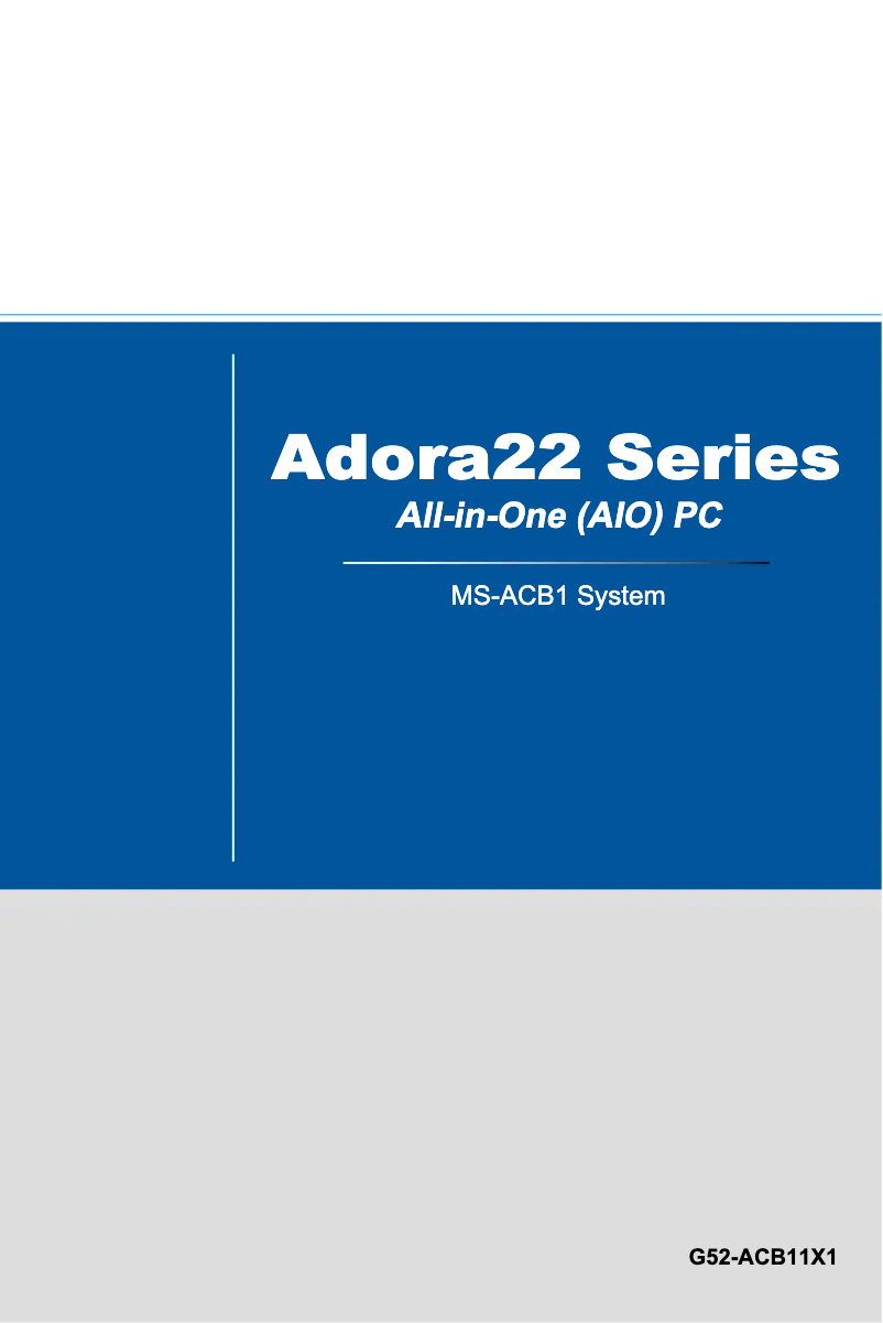 Page n°1 - Manuel utilisateur MSI ADORA 22 2M-059SP