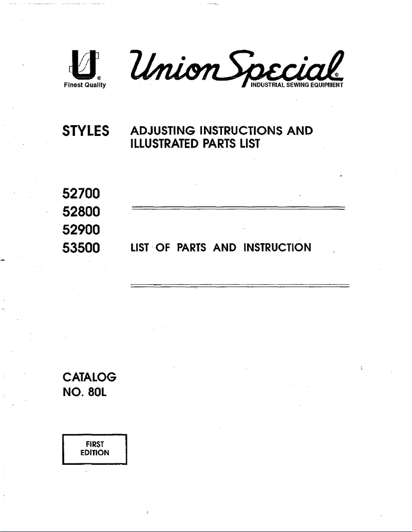 Page n°1 - Manuel utilisateur Union Special 53500