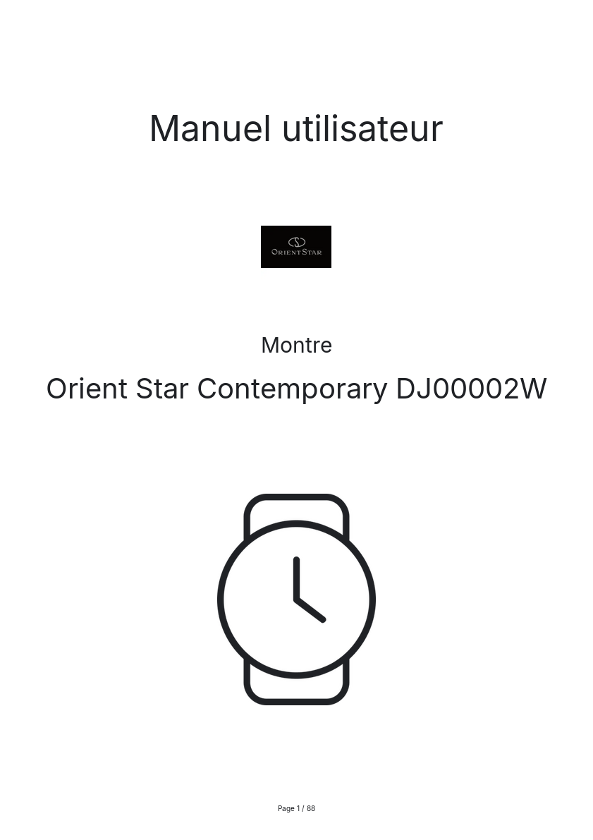 Page n°1 - Manuel utilisateur Orient Star Contemporary DJ00002W