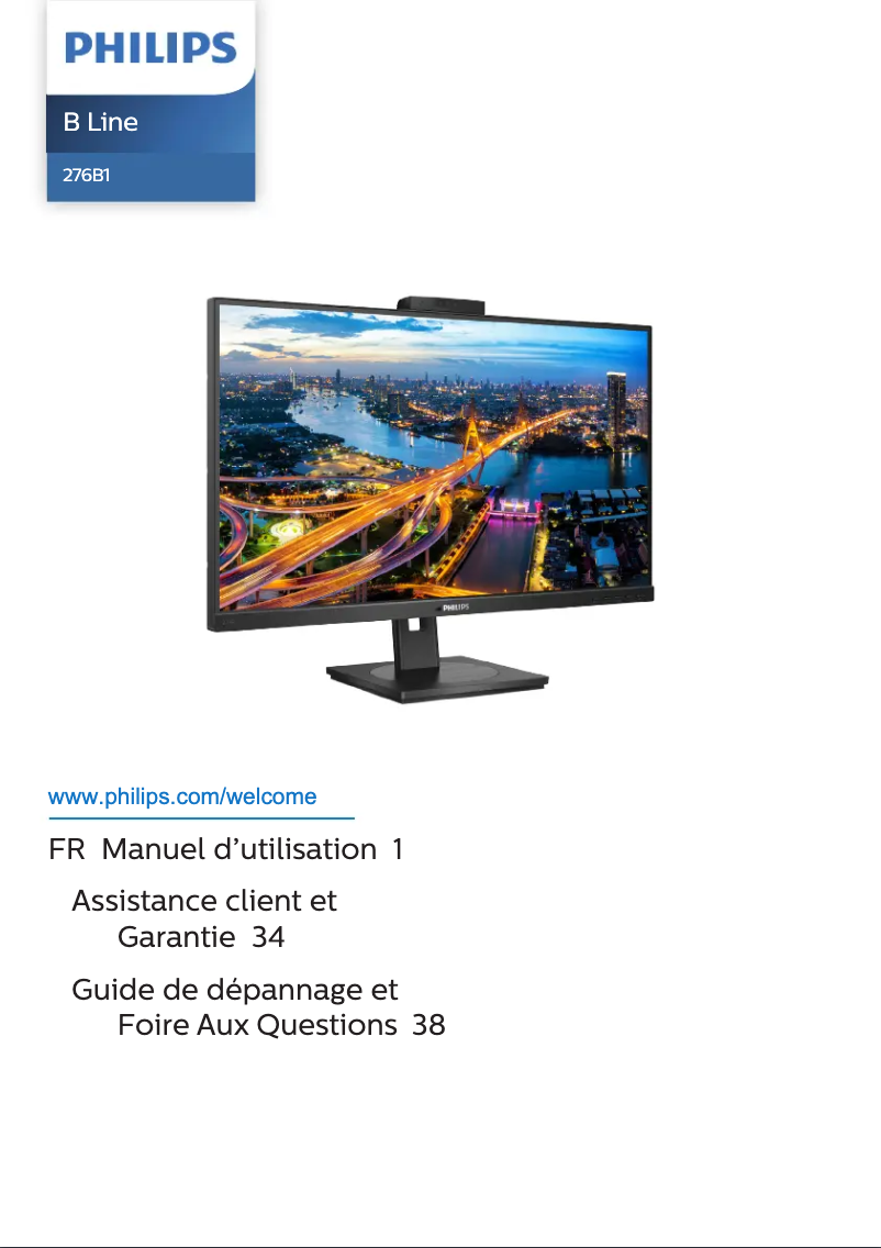 Page 1 de la notice Manuel utilisateur Philips B Line 276B1