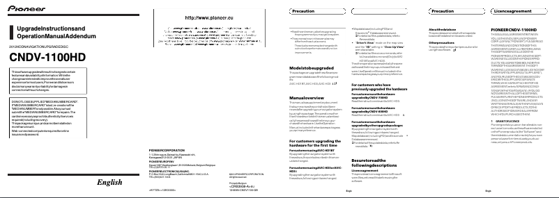Página 1 del manual Manual de usuario Pioneer CNDV-1100HD