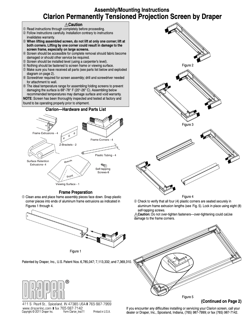 Page 1 de la notice Manuel utilisateur Draper Clarion 252133