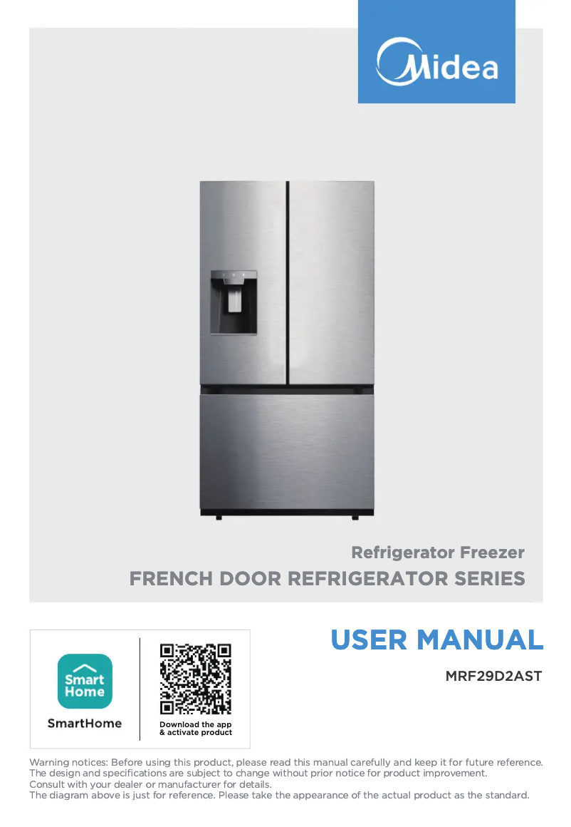Page 1 de la notice Manuel utilisateur Midea MRF29D2AST