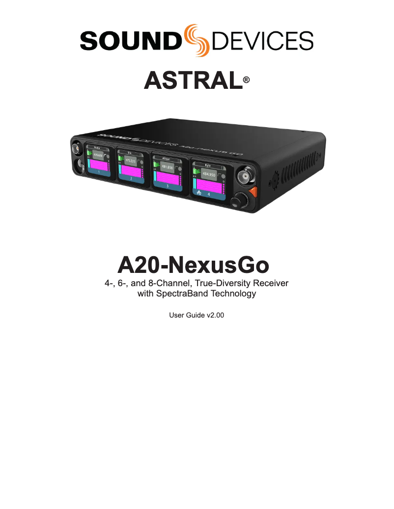 Page n°1 - Manuel utilisateur Sound Devices A20-Nexus Go