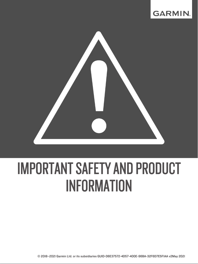 Page n°1 - Instructions de sécurité Garmin GC 100