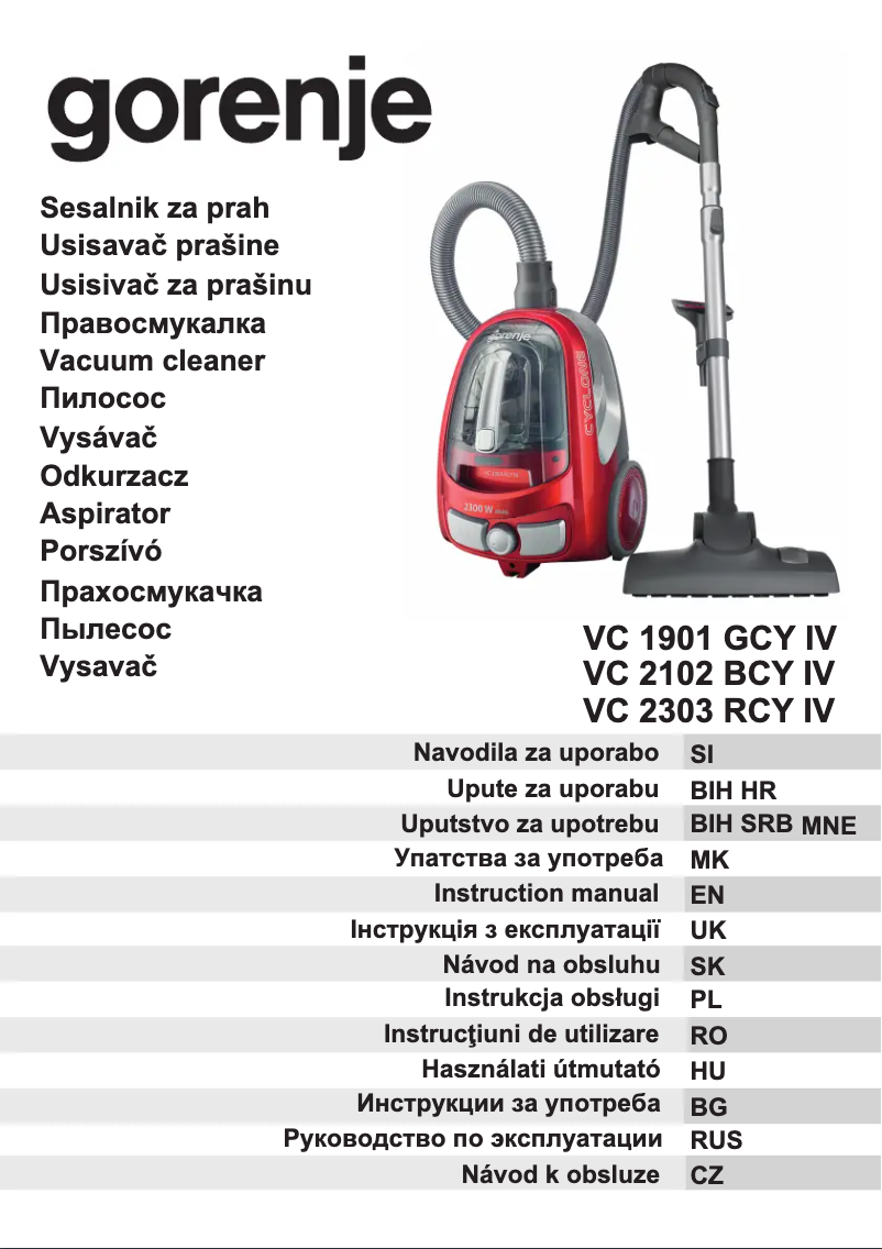Page n°1 - Manuel utilisateur Gorenje VC1901GCYIV