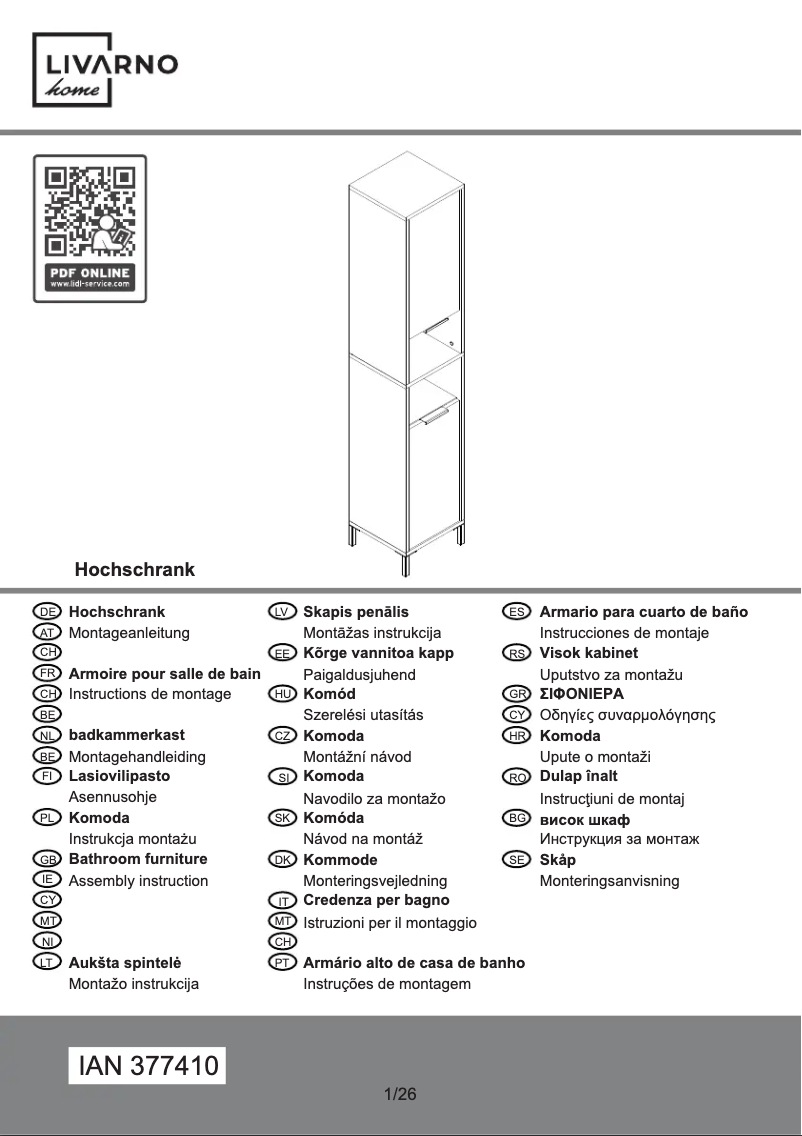 Page 1 de la notice Manuel utilisateur Livarno Lux IAN 377410