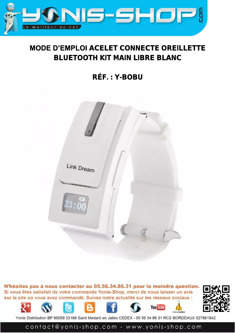 Page n°1 - Manuel utilisateur Yonis Y-BOBU