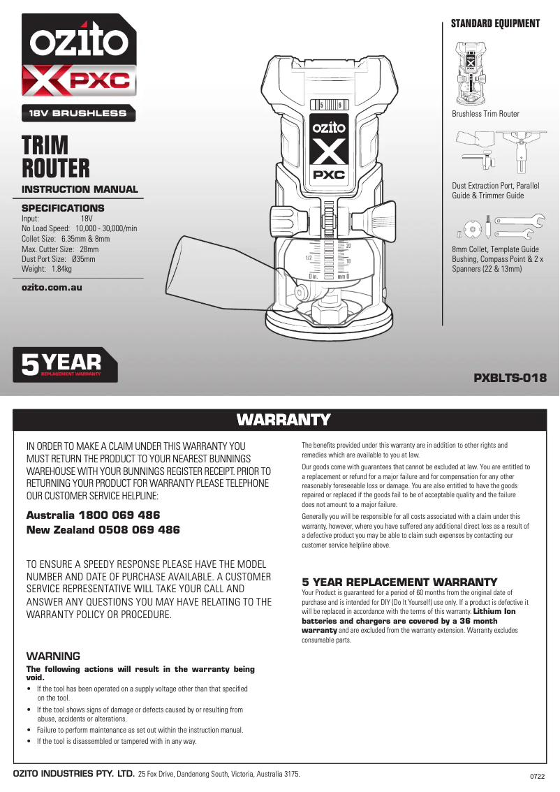 Image de la première page du manuel de l'appareil PXBLTS-018