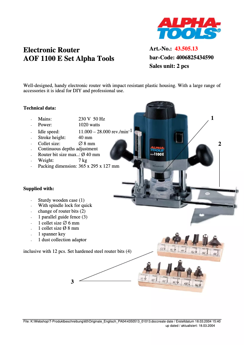 Imagen de la primera página del manual del dispositivo AOF 1100