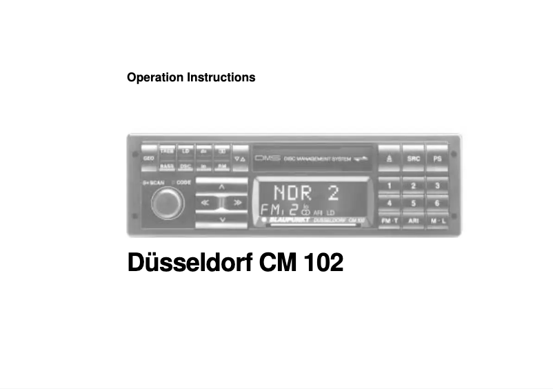 Page 1 de la notice Manuel utilisateur Blaupunkt Dusseldorf CM102