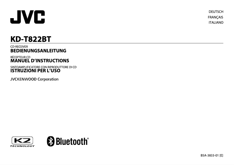 Page 1 de la notice Manuel utilisateur JVC KD-T822BT