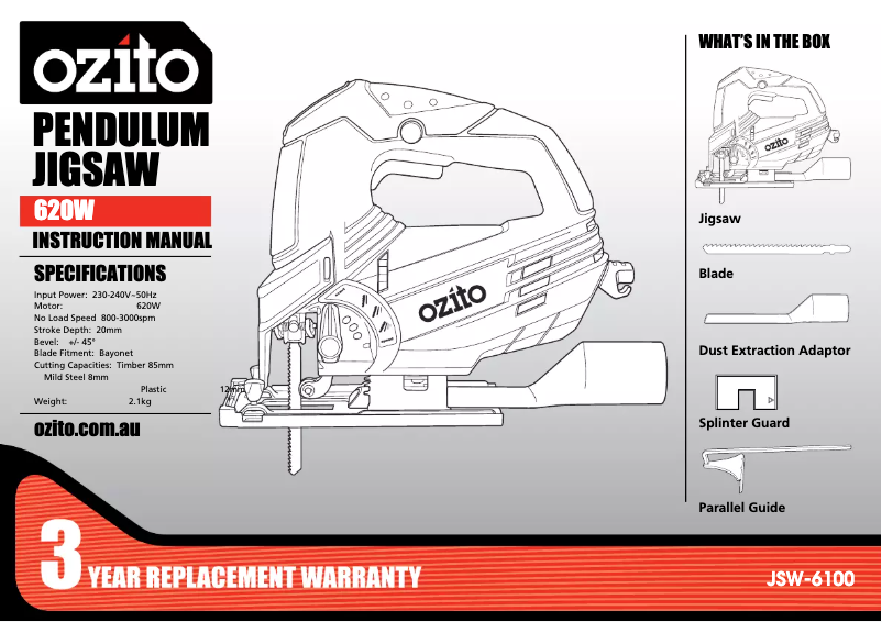 Image de la première page du manuel de l'appareil JSW-6100